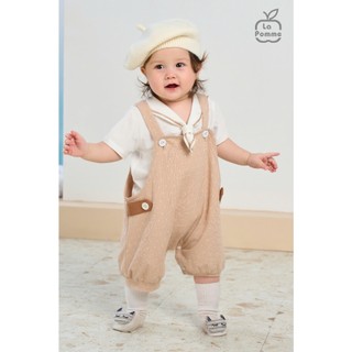 La pomme AW2024 Bộ yếm rời kèm áo cộc tay La Pomme cổ nơ cho bé