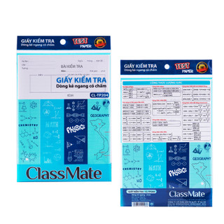 Giấy Kiểm Tra Kẻ Ngang Có Chấm CLASSMATE Thiết Kế Toán Ký Hóa, Bề Mặt Láng Mịn, Viết Êm Tay CL-TP204
