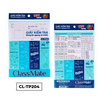 Giấy Kiểm Tra Kẻ Ngang Có Chấm CLASSMATE Thiết Kế Toán Ký Hóa, Bề Mặt Láng Mịn, Viết Êm Tay CL-TP204