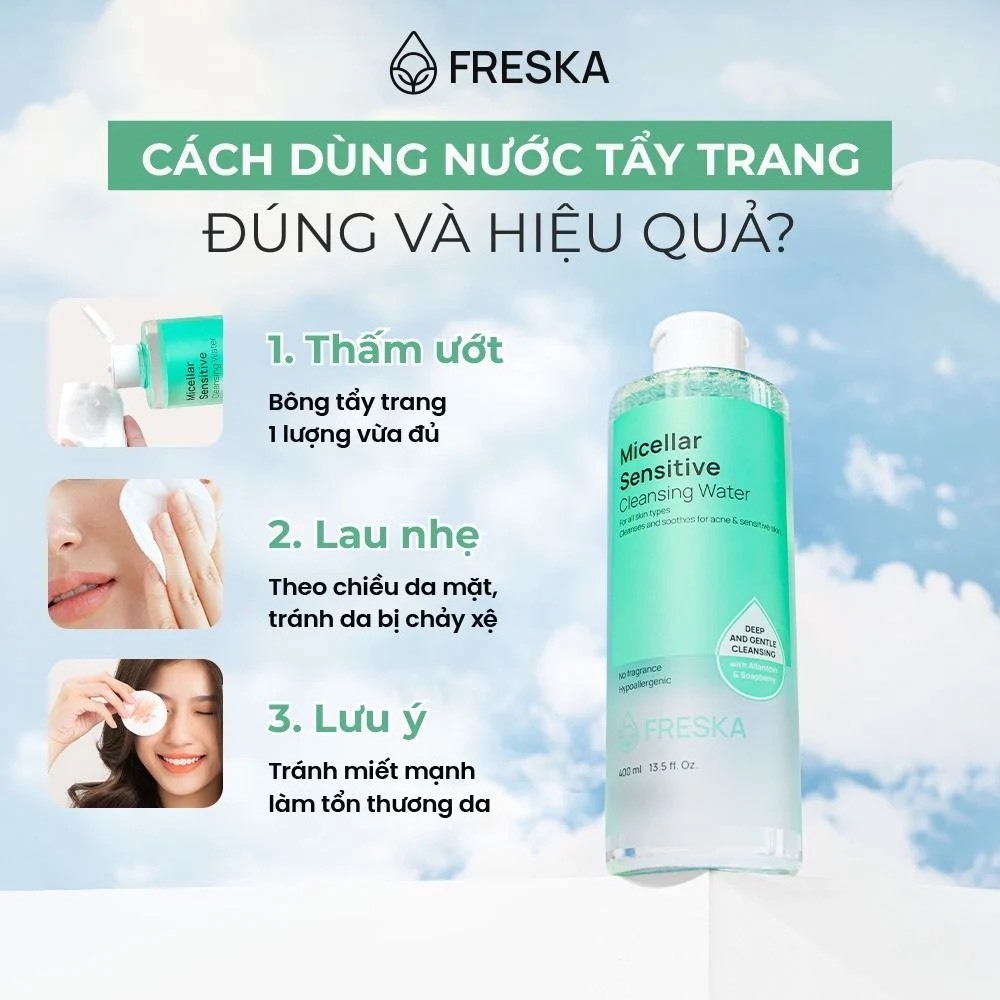 Ảnh [Hàng tặng không bán] Nước tẩy trang Freska Micellar Sensitive Cleansing Water 400ml 4