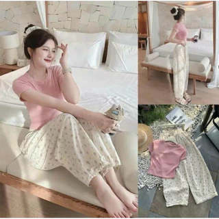 Quần Baggy Ống Rộng Hoạ Tiết Hoa Nhí Dáng Đứng Form Siêu Hot_652