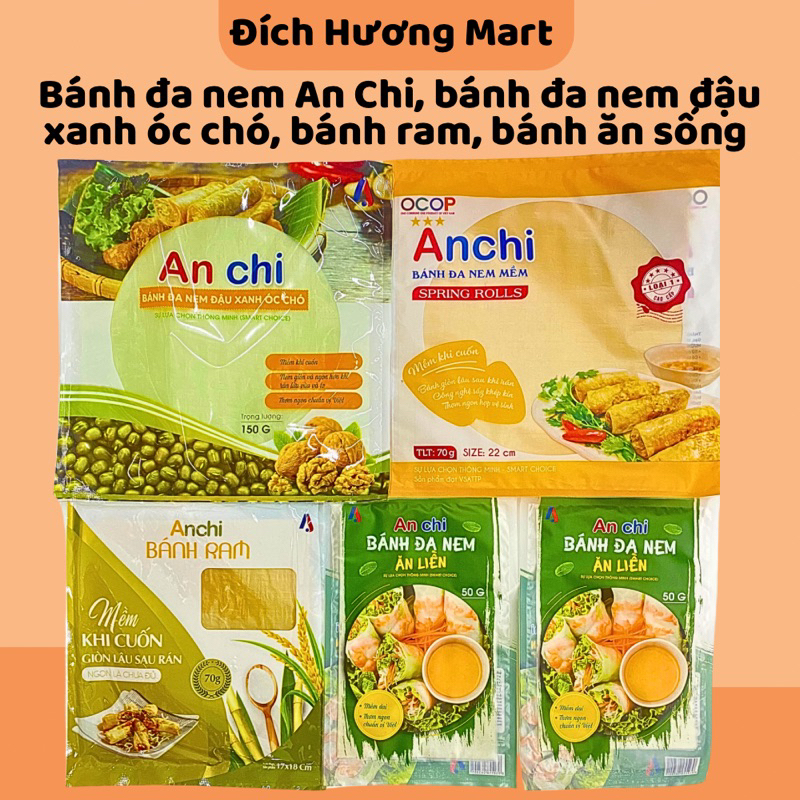 Bánh đa nem AN CHI, đa nem đậu xanh óc chó, đa nem cuốn gỏi, bánh ram ...