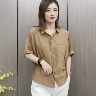 Áo sơ mi nữ chất đũi tơ form tay lỡ chiết eo độc đáo phù hợp đi chơi đi làm SP25