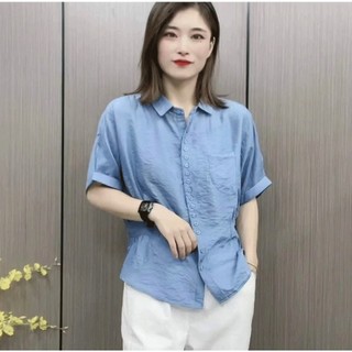Áo sơ mi nữ chất đũi tơ form tay lỡ chiết eo độc đáo phù hợp đi chơi đi làm SP25