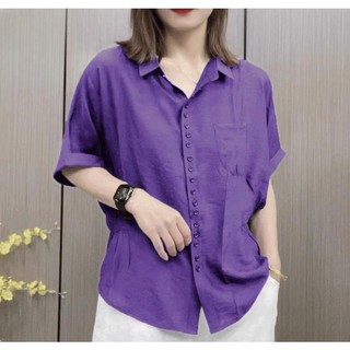 Áo sơ mi nữ chất đũi tơ form tay lỡ chiết eo độc đáo phù hợp đi chơi đi làm SP25