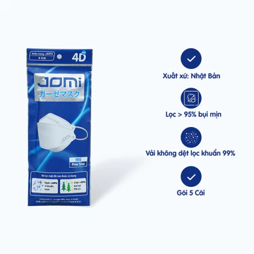 Khẩu trang lọc bụi mịn N95 tiêu chuẩn Mỹ Jomi 3D 5 chiếc/túi