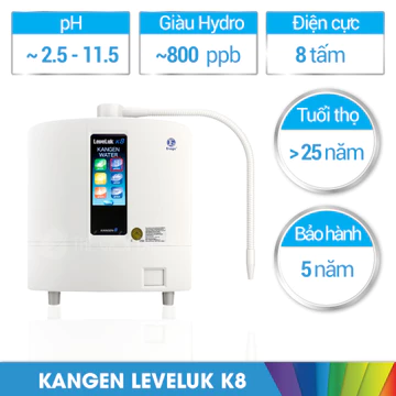 [HÀNG CHÍNH HÃNG MỚI 100%] Máy Lọc Nước Điện Giải Ion Kiềm KANGEN LEVELUK K8 8 tấm điện cực tạo ra 7 loại nước ion kiềm