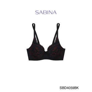 [SALE XẢ HÀNG] Áo Lót Mút Mỏng Cup Lớn Có Gọng Phối Ren Đen Đỏ Perfect Bra By Sabina SBD4059
