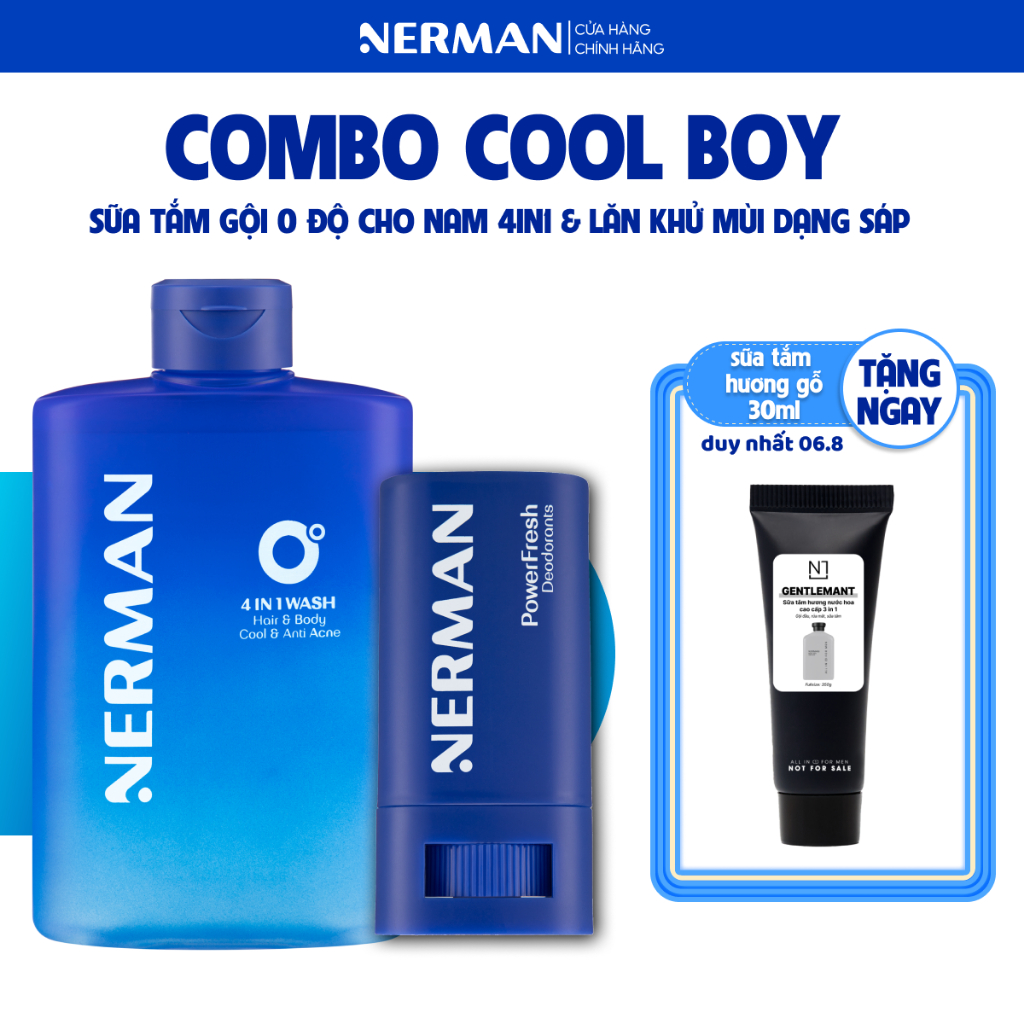 COMBO COOL BOY ICE BOY NERMAN - Sữa tắm gội 330ml & Lăn khử mùi 18g ...