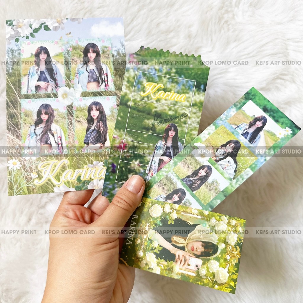 [GIÁ GOM] Set quà tặng giấy lưu niệm Aespa: thiệp postcard, đánh dấu trang bookmark strip, vé ticket, hình ảnh photocard