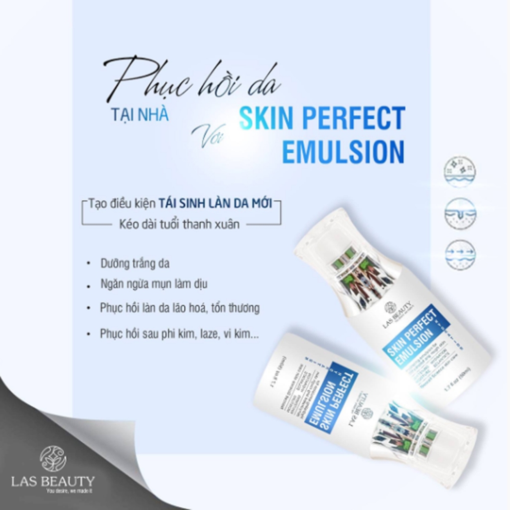 (Tặng 1 Mặt Nạ) Sữa dưỡng Rong Nho Nhật Bản Las Beauty truyền trắng dưỡng da căng bóng Skin Perfect Emulsion 50ml