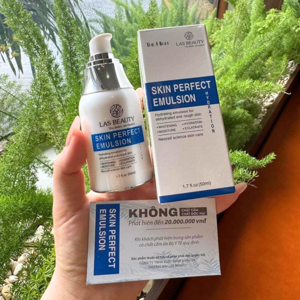 (Tặng 1 Mặt Nạ) Sữa dưỡng Rong Nho Nhật Bản Las Beauty truyền trắng dưỡng da căng bóng Skin Perfect Emulsion 50ml