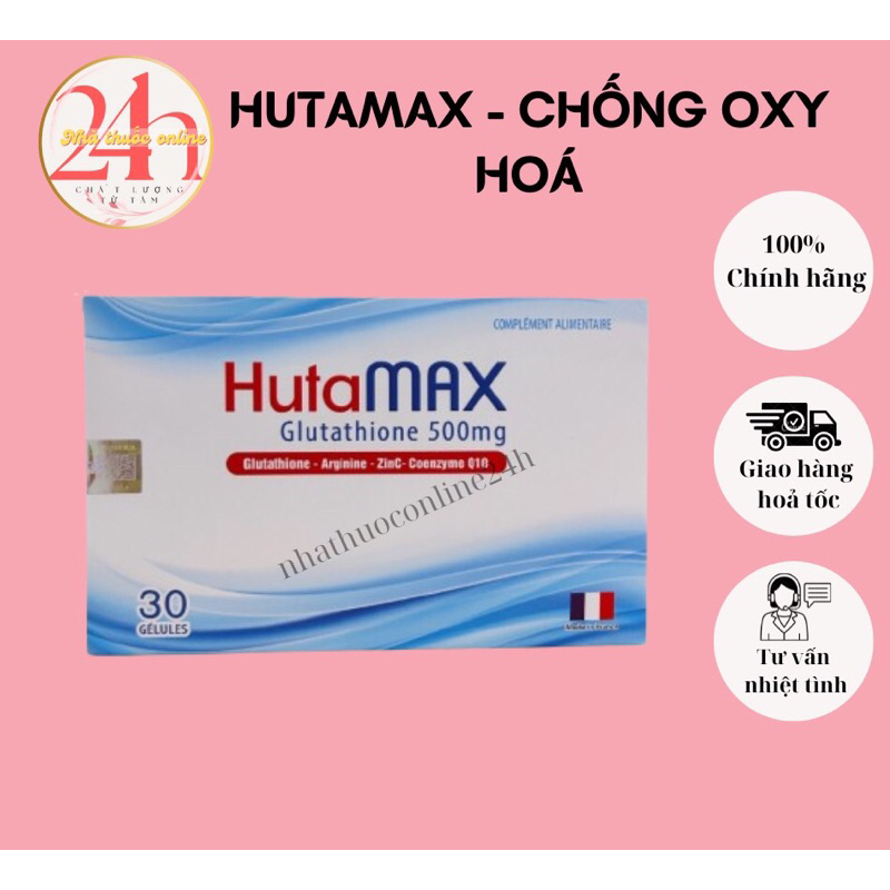 hutamax glutathione 500mg HutaMax Glutathione 500mg Viên Uống Giúp Chống Oxy Hoá, Tăng Chất Lương  Tinh Trùng, Tăng Đề Kháng, Chống Lão Hoá