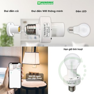 Đui Đèn Thông Minh Wifi Hunonic, Hẹn Giờ Từ Xa Tự Động, Điều Khiển Từ Xa Bằng Điện Thoại