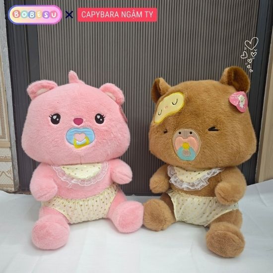 Capybara Ngậm Ty Gấu Capybara Em Bé Dễ Thương Gấu Bông Capybara Trẻ Con Đáng Yêu Chất Liệu Vài Lông Thỏ Mềm Mại