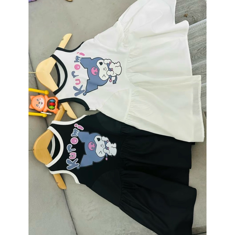 DL33{Diệu Linh Shop kids} váy cotton hoạ tiết kuromi phối tầng xoè chất thô mềm- siêu xinh thoáng mát cho bé gái 8-26kg