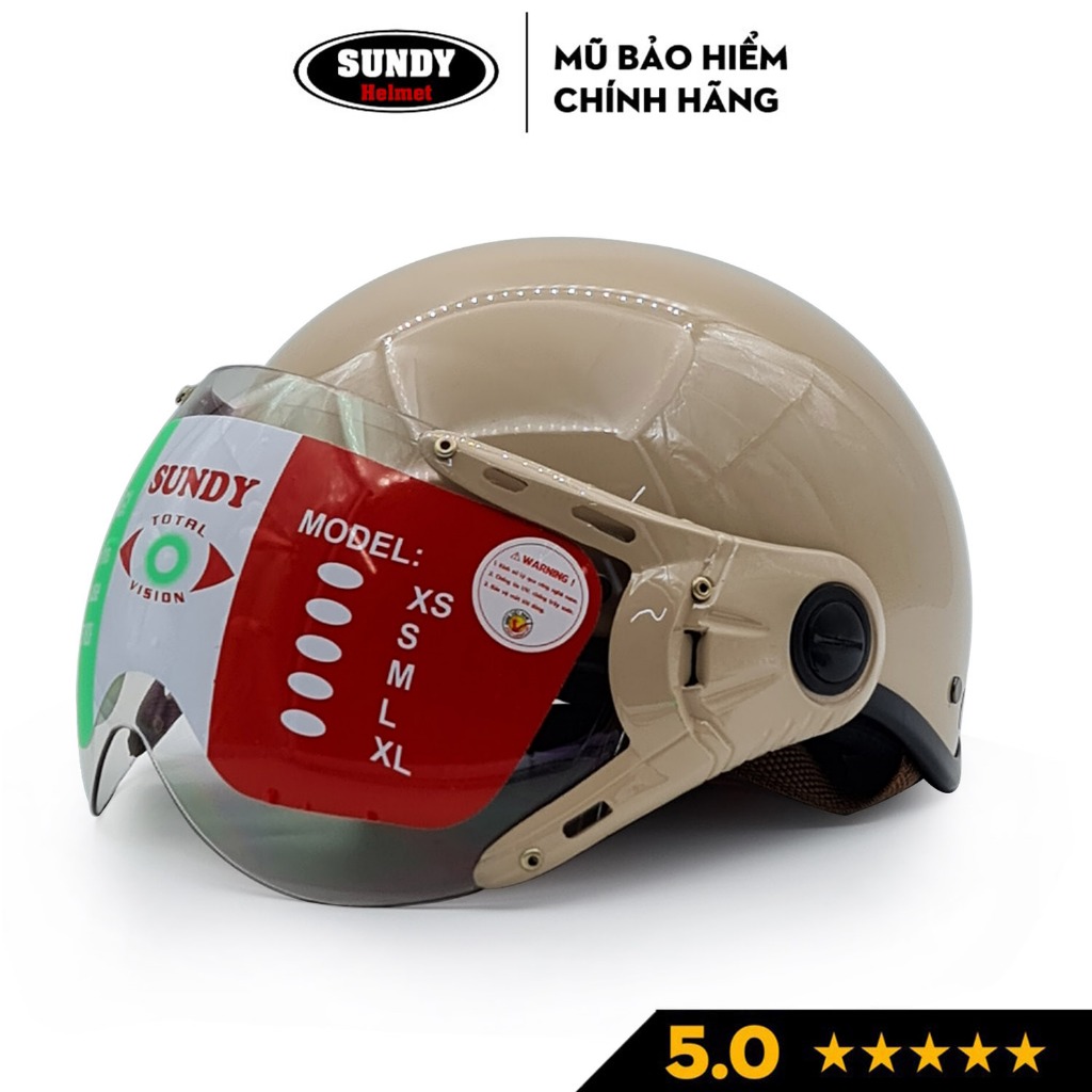 Ảnh Mũ bảo hiểm nửa đầu có kính SUNDY HP-01K an toàn, thời trang, nhiều màu cá tính, Freesize (vòng đầu 55-58cm) 3