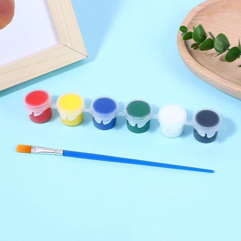 Bộ 6 màu bộ 12 màu acrylic 3ml kèm cọ vẽ, chuyên dụng vẽ tranh, tô tượng, vẽ quần áo, giày, đất sét