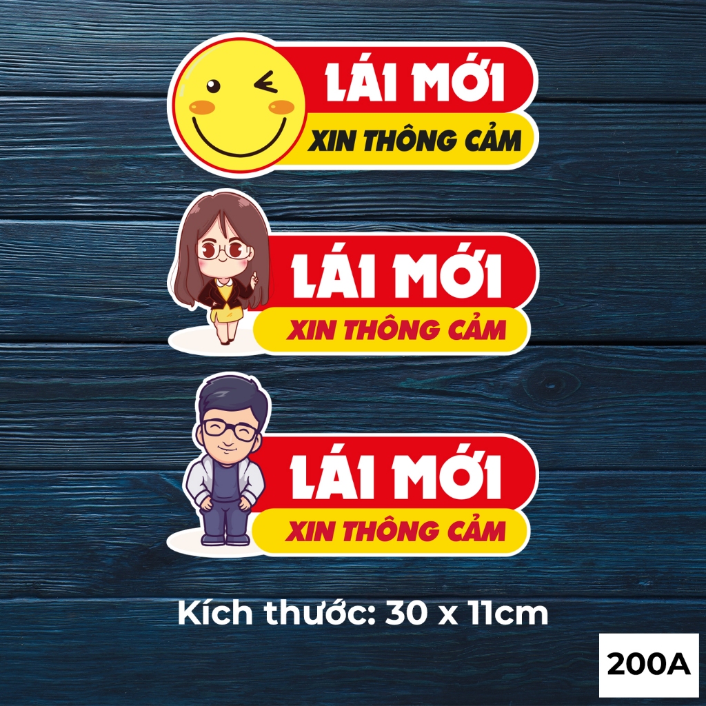 Miếng dán sticker tem decal xin lỗi LÁI MỚI xin thông cảm trang trí ...