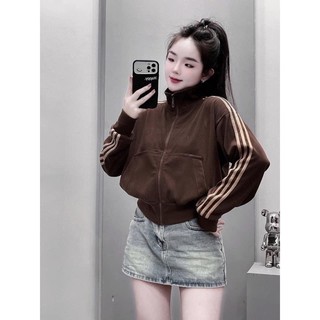 Áo Khoác NỈ CỔ CAO Phối Viền mIàu SỌC CẦU VÒNG MỚI Cực Đẹp