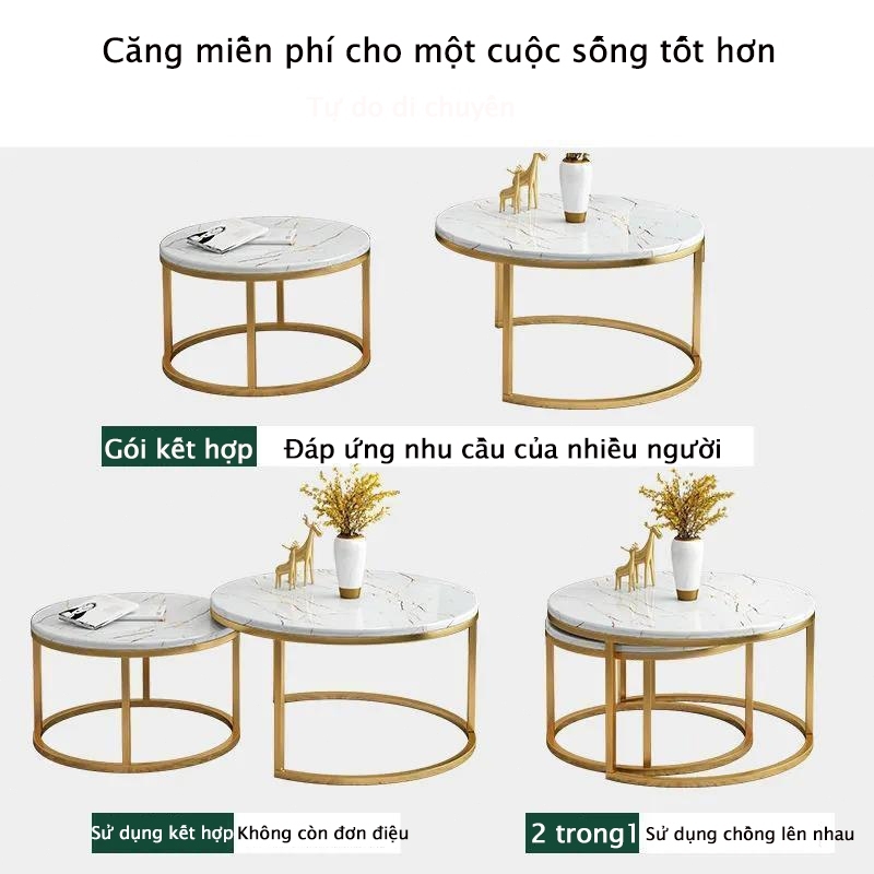 SUNNY Bàn Trà Sofa Phòng Khách Sang Trọng Bàn Trà Sofa Hoa Văn Đá Cẩm Thạch Bàn Trà Tròn Khung Chân Bàn