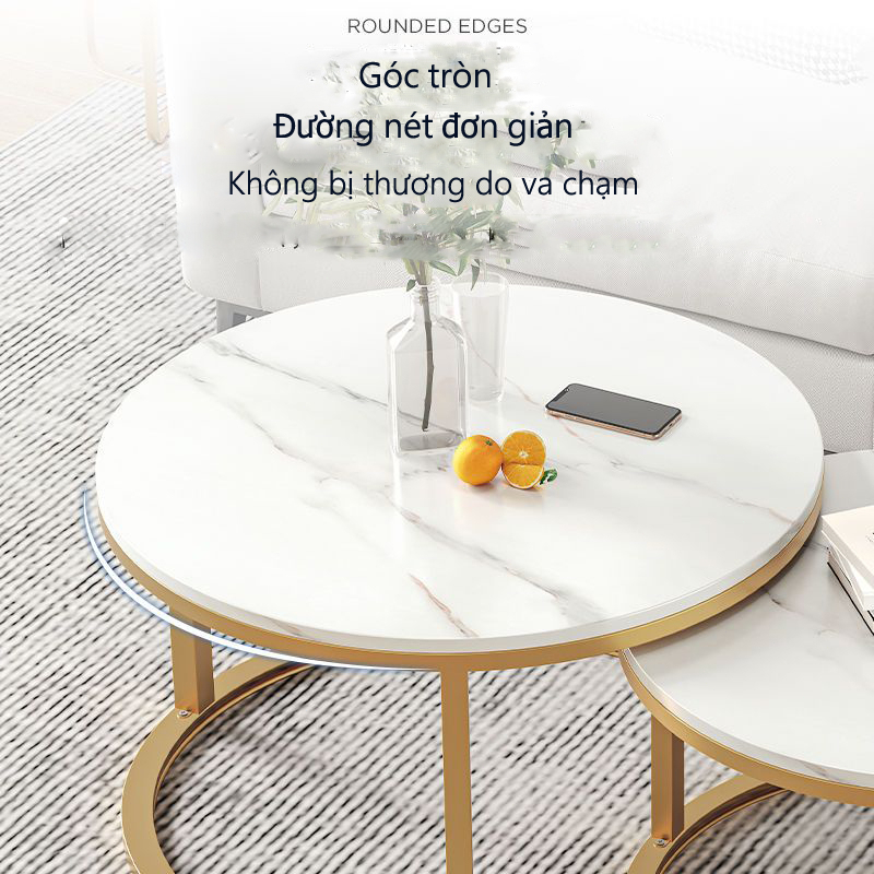 SUNNY Bàn Trà Sofa Phòng Khách Sang Trọng Bàn Trà Sofa Hoa Văn Đá Cẩm Thạch Bàn Trà Tròn Khung Chân Bàn