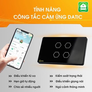 Công Tắc Cảm Ứng HUNONIC WIFI, Điều Khiển Từ Xa Qua Điện Thoại, Viền Vàng Cao Cấp