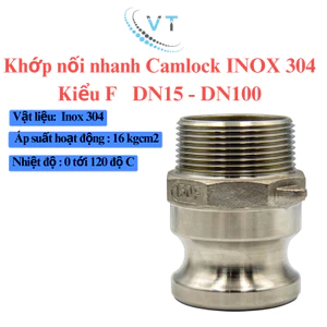 Khớp nối nhanh Camlock INOX 304 Kiểu F DN15 - DN32