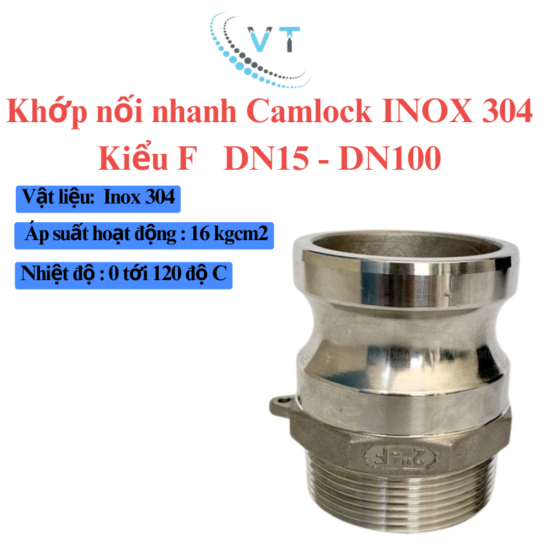 Khớp nối nhanh Camlock INOX 304  Kiểu F DN15 - DN32