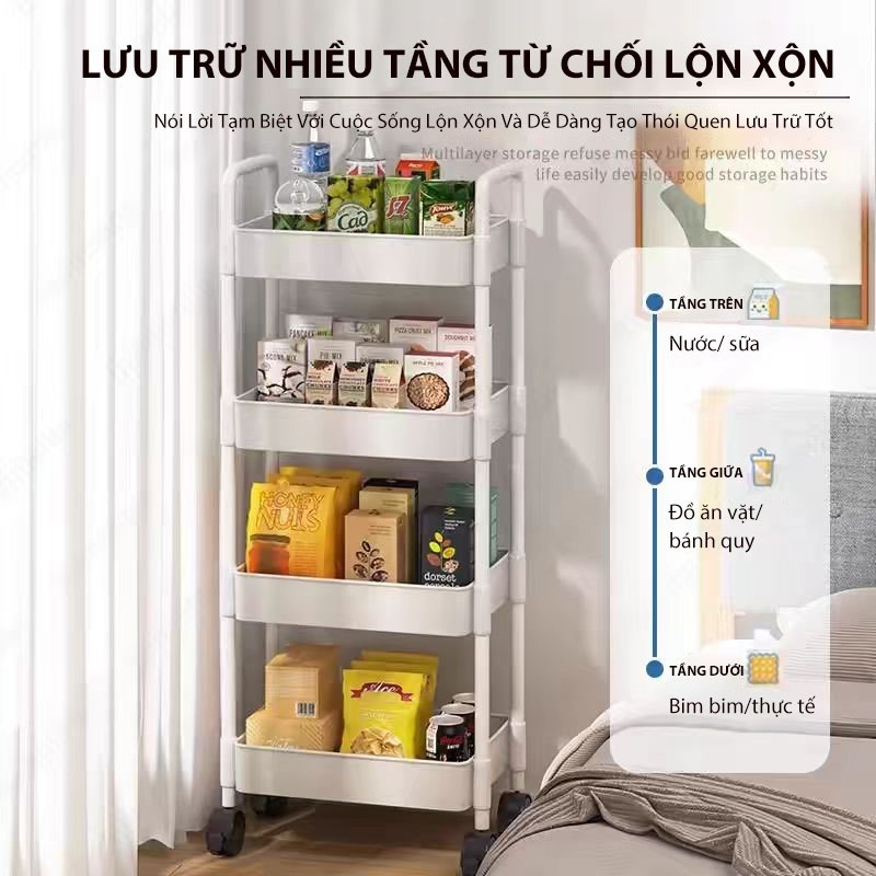 Xe Đẩy Spa 3-4 Tầng, Kệ Để Đồ Đa Năng Tiện Lợi - Gia Dụng GH68
