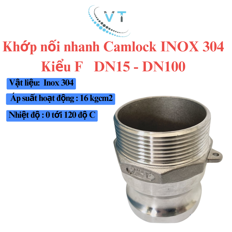 Khớp nối nhanh Camlock INOX 304 Kiểu F DN40 - DN65