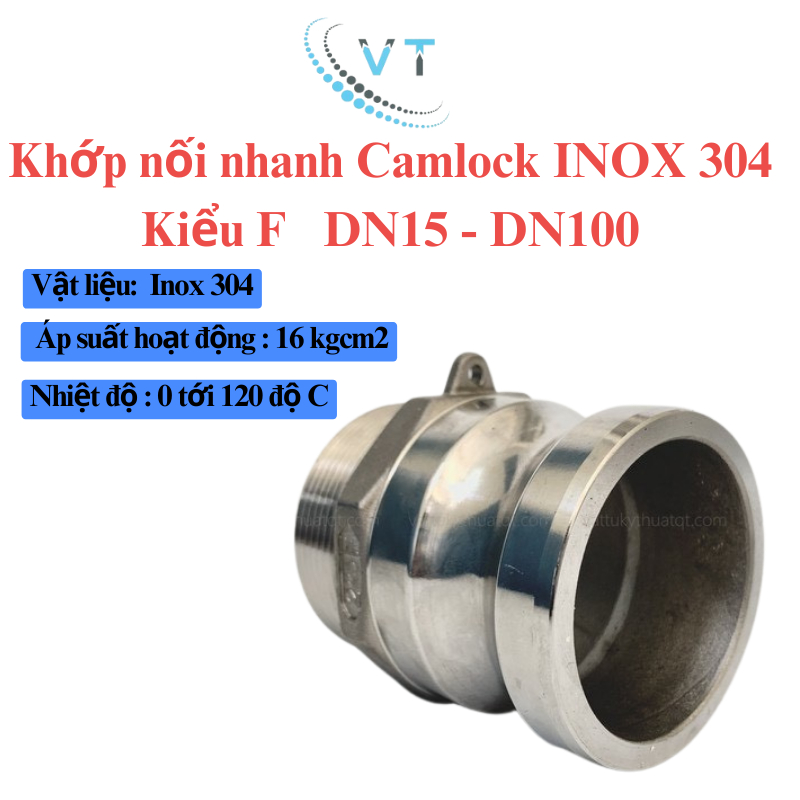 Khớp nối nhanh Camlock INOX 304 Kiểu F DN40 - DN65
