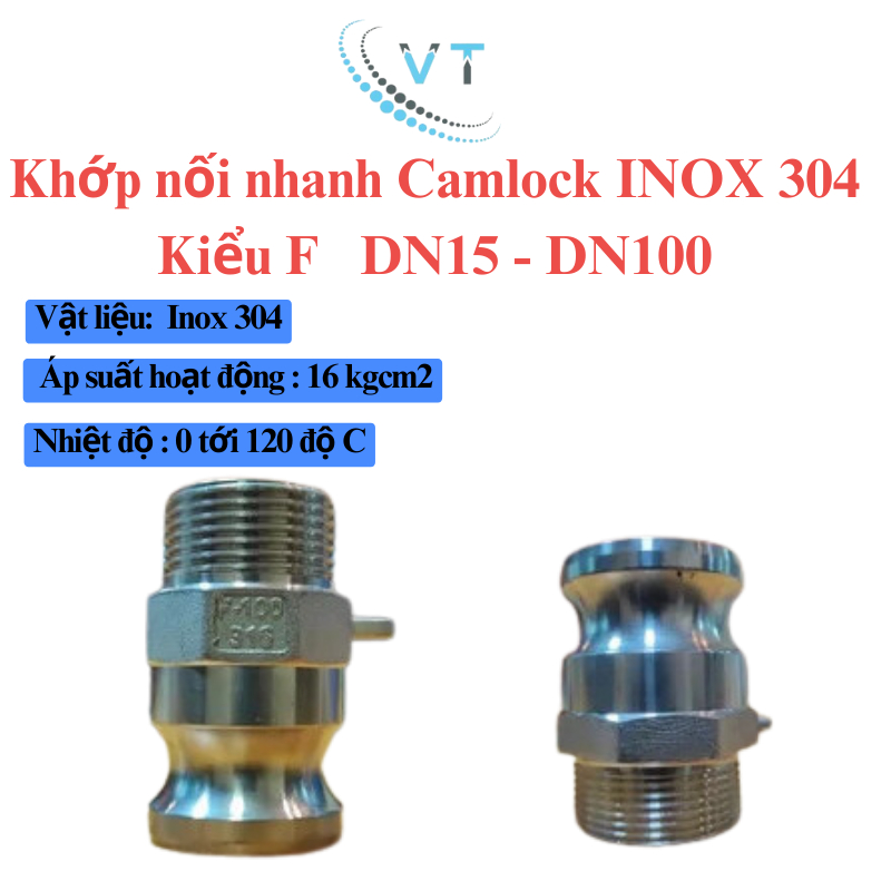 Khớp nối nhanh Camlock INOX 304 Kiểu F DN40 - DN65