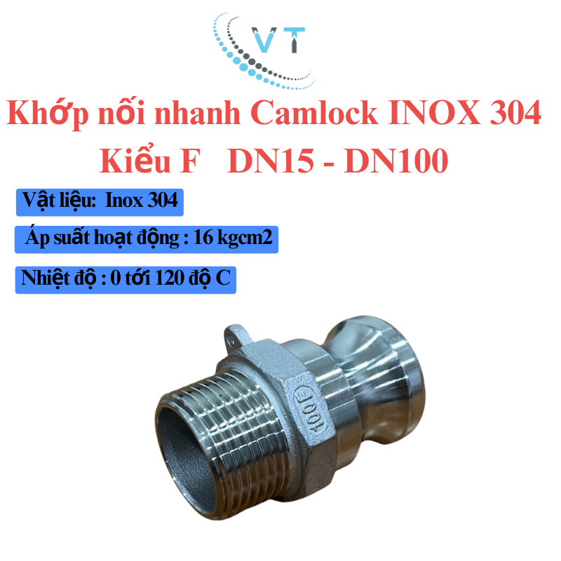 Khớp nối nhanh Camlock INOX 304 Kiểu F DN80 - DN100
