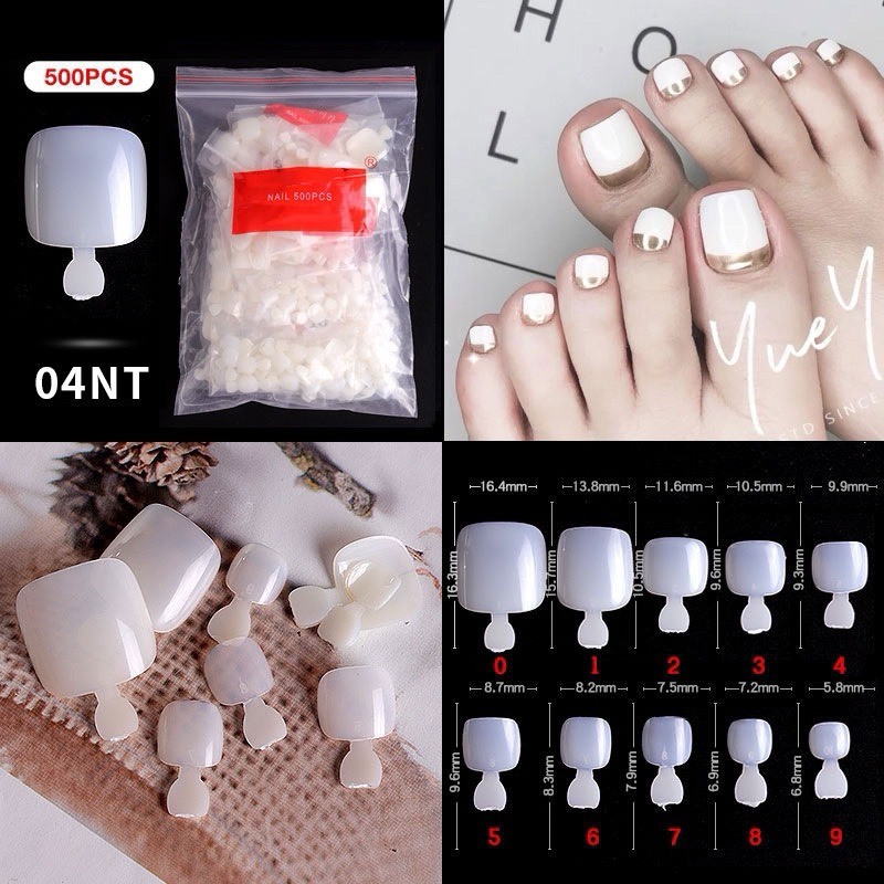 [GIÁ TỐT] HSM móng úp chân chính hãng phom chuẩn - Túi 500 móng đủ size - Dùng cho chân - Nữ Làm Nail