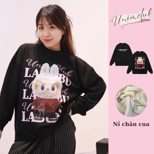 Áo Sweater Labubu Áo Dài Tay Thu Đông Unisex Unim Club Chất Nỉ Chân Cua Premium Định Lượng 350 GSM