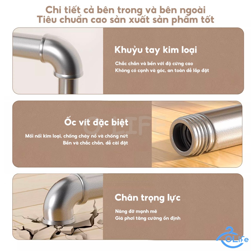 𝐎𝐥𝐢𝐟𝐞 Giá Treo Đồ Ống Thép Cây Phơi Quần Áo Siêu Ổn Định Và Bền Giá Phơi Quần Áo Nhiều Kích