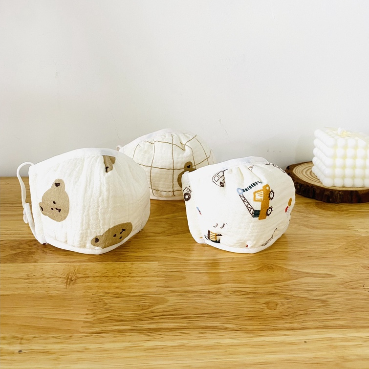 Combo 3 Chiếc Khẩu Trang Liena'S Closet Vải Xô Muslin Dễ Thương Cho Bé 0-12 Tuổi (Vải Xô Loại 1)