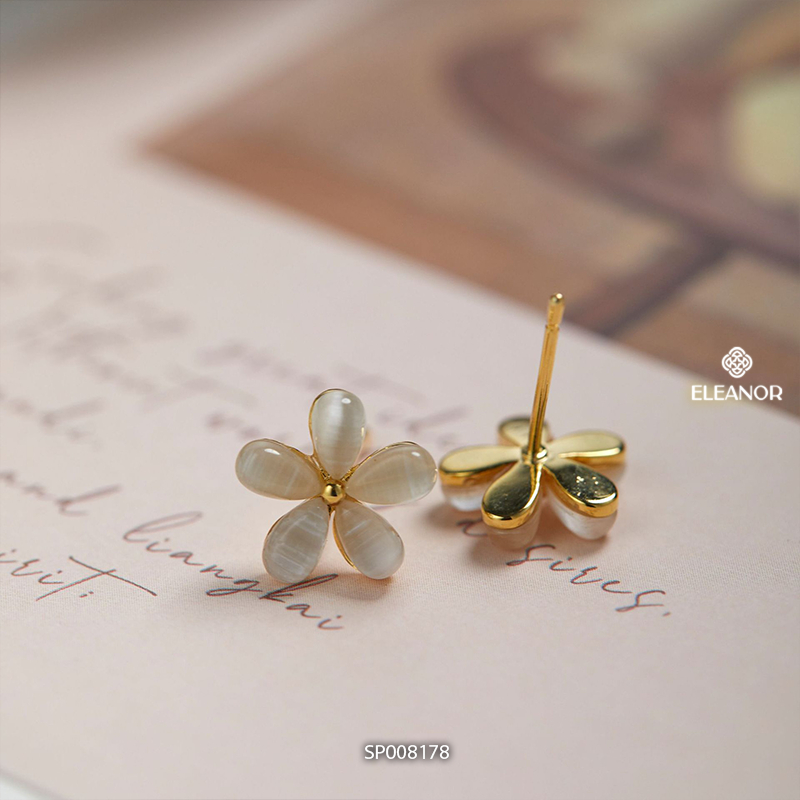 Bông tai nữ chuôi bạc 925 Eleanor Accessories hình hoa năm cánh phụ kiện trang sức khuyên tai 8178