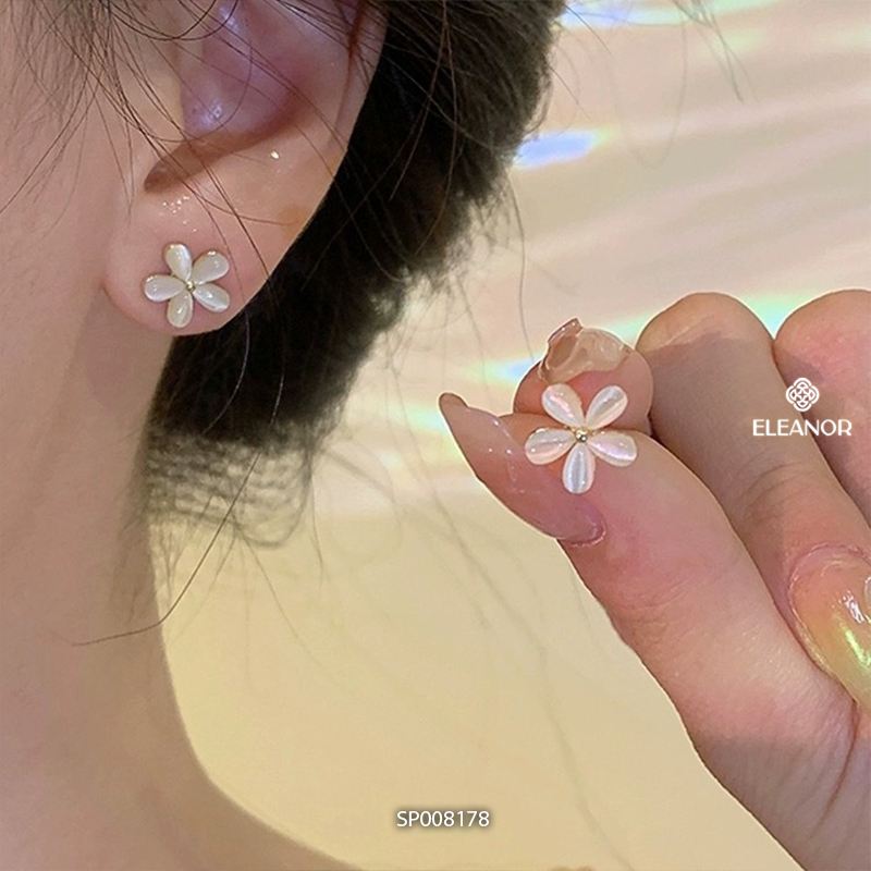 Bông tai nữ chuôi bạc 925 Eleanor Accessories hình hoa năm cánh phụ kiện trang sức khuyên tai 8178