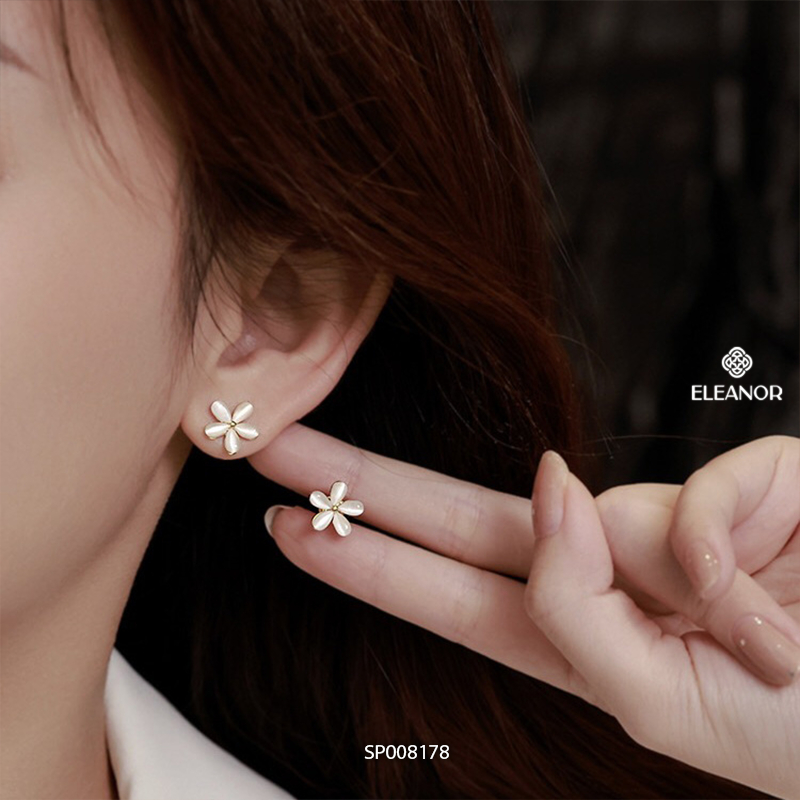 Bông tai nữ chuôi bạc 925 Eleanor Accessories hình hoa năm cánh phụ kiện trang sức khuyên tai 8178