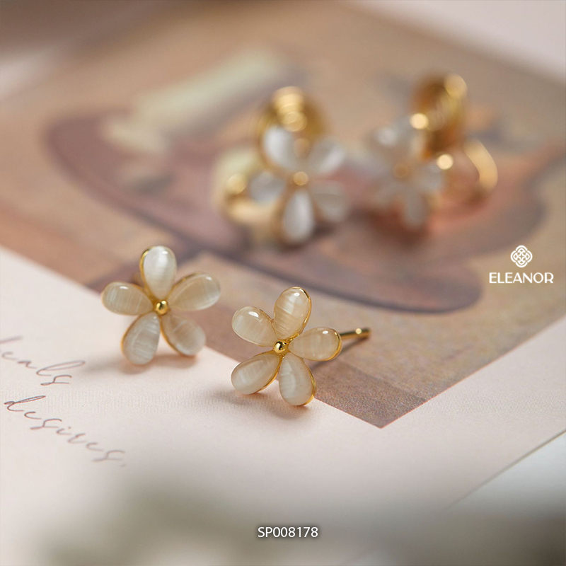 Bông tai nữ chuôi bạc 925 Eleanor Accessories hình hoa năm cánh phụ kiện trang sức khuyên tai 8178
