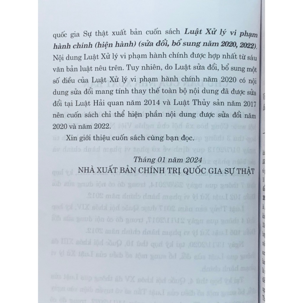 Ảnh Sách luật - Luật Xử lý vi phạm hành chính (hiện hành) (sửa đổi, bổ sung năm 2020, 2022) 2
