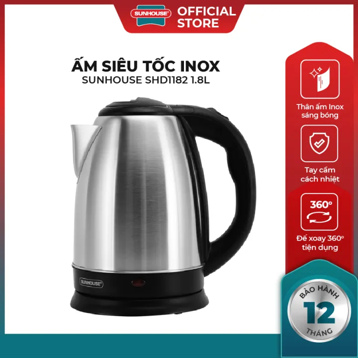 Ấm đun siêu tốc Inox 1.8L SUNHOUSE SHD1182, Happy Time HTD1081 THUỘC ...
