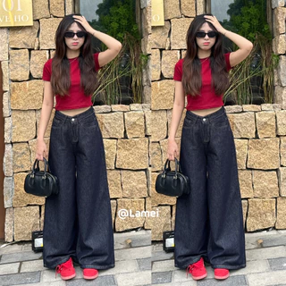 Quần jeans ống rộng,  quần jeans nữ dễ thương Đơn giản siêu sang D129