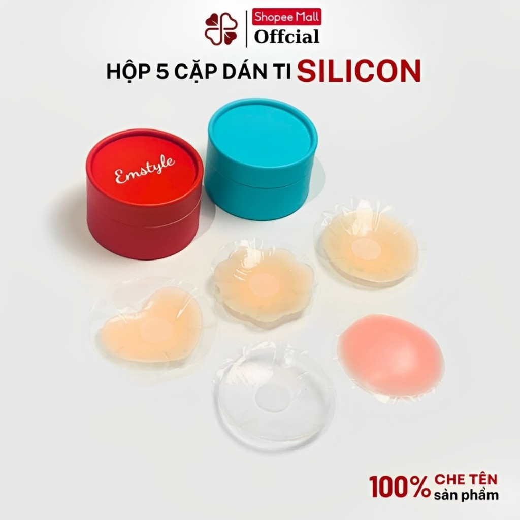 Hộp 5 Cặp Dán Ti Silicon Siêu Bám Dính Dán Ngực Tàng Hình Cao Cấp Tái ...