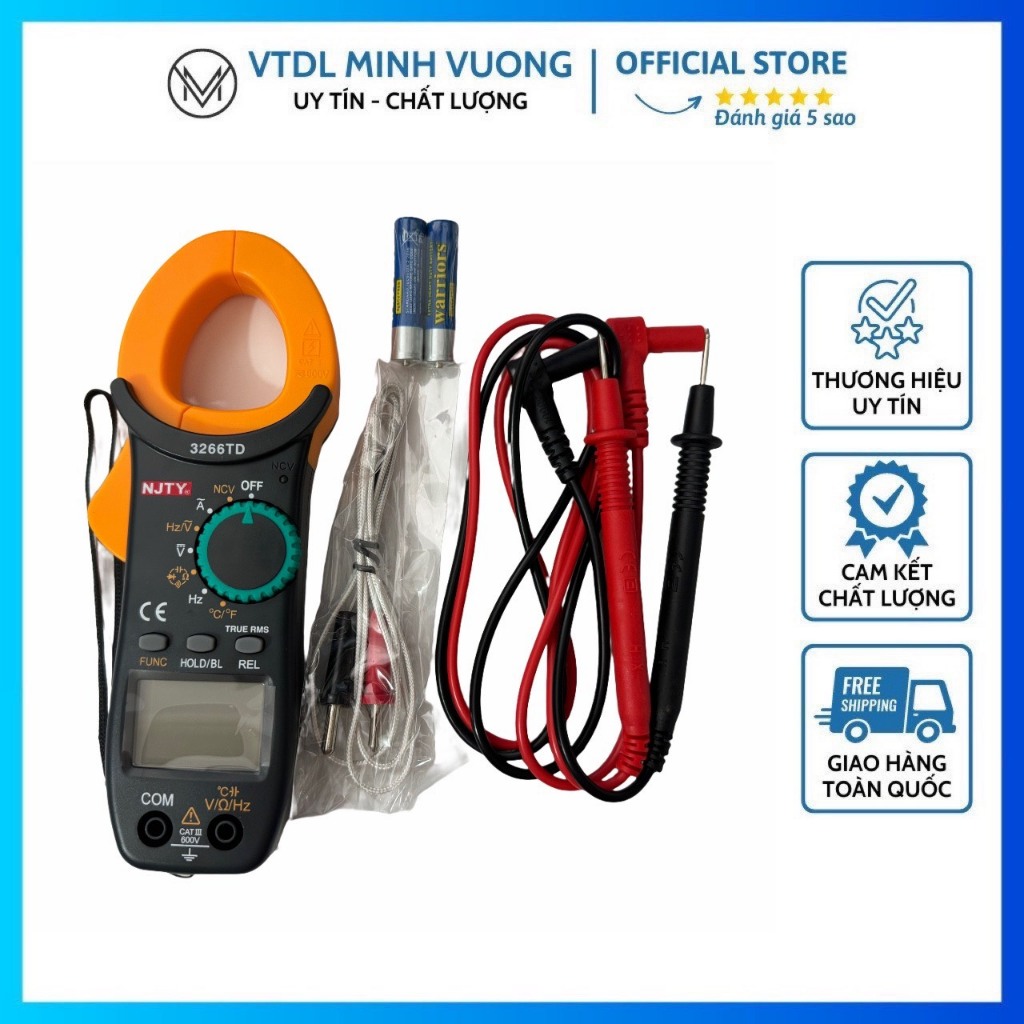 [LOẠI 1] Ampe Kìm Đồng Hồ Kẹp Vạn Năng 3266TD NJTY Cao Cấp Đo Tụ, Tần Số, Nhiệt Độ, Điện Trở, Điện Áp Chính Hãng