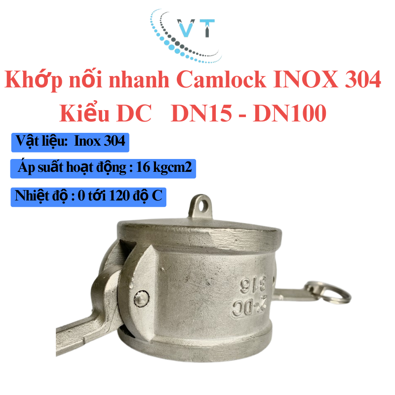Khớp nối nhanh Camlock INOX 304   Kiểu DC  DN15 - DN32