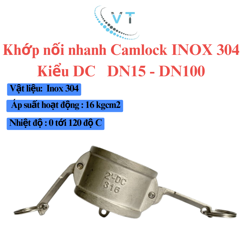 Khớp nối nhanh Camlock INOX 304 Kiểu DC DN40 - DN65
