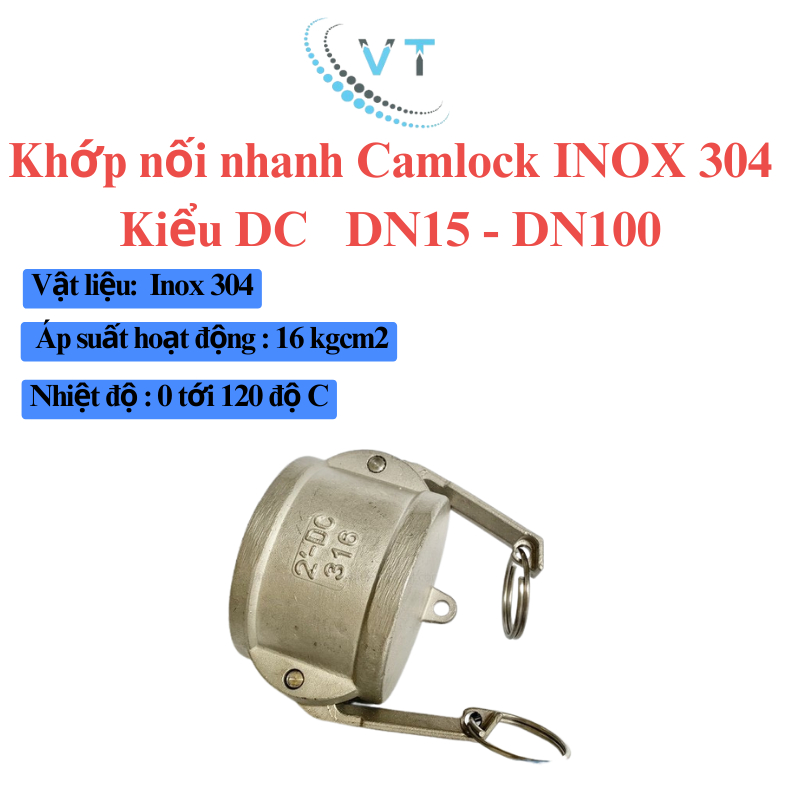 Khớp nối nhanh Camlock INOX 304 Kiểu DC DN40 - DN65